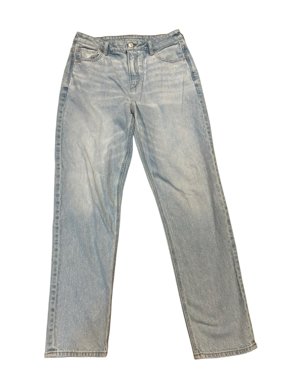 American Eagle Light Wash Straight Leg Mom Jeans. Size 10
